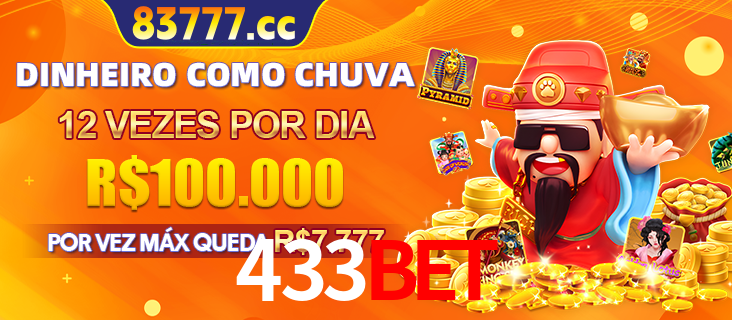 Banner do programa de recompensas Recomende para amigos do 433bet, detalhando os bônus por convidar amigos, com prêmios que chegam a R$288.888.