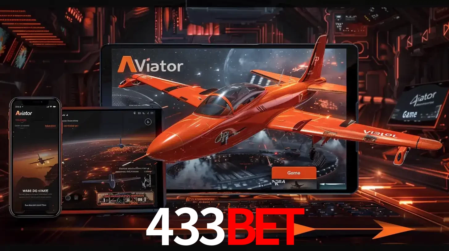 Apresentação tecnológica do jogo Aviator com um avião saindo da tela de um tablet, demonstrando a experiência imersiva em múltiplos dispositivos no 433bet.