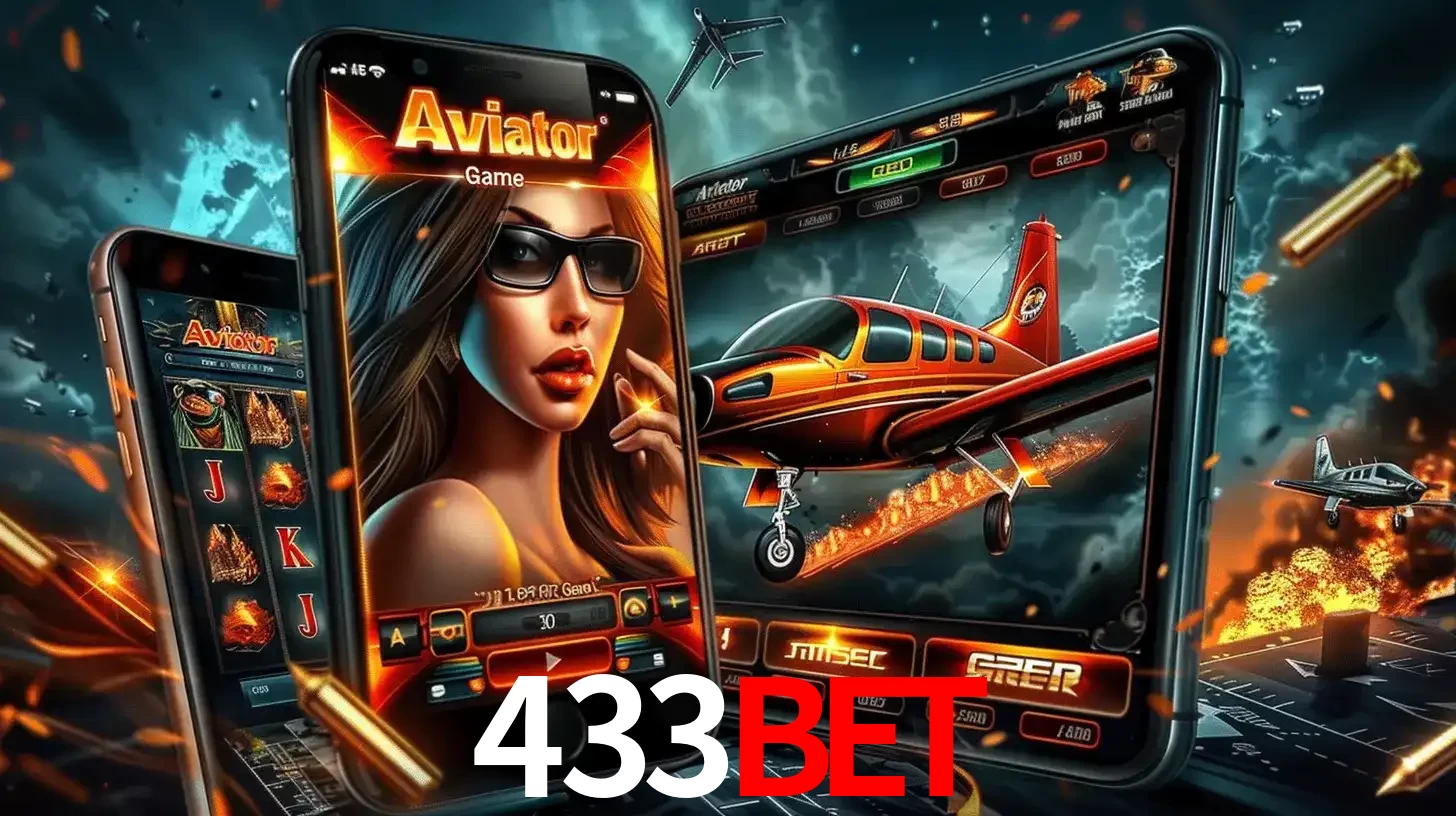 O popular jogo de apostas Aviator exibido em vários celulares e tablets, mostrando a interface emocionante e a ação de voo disponíveis para jogar agora no 433bet.