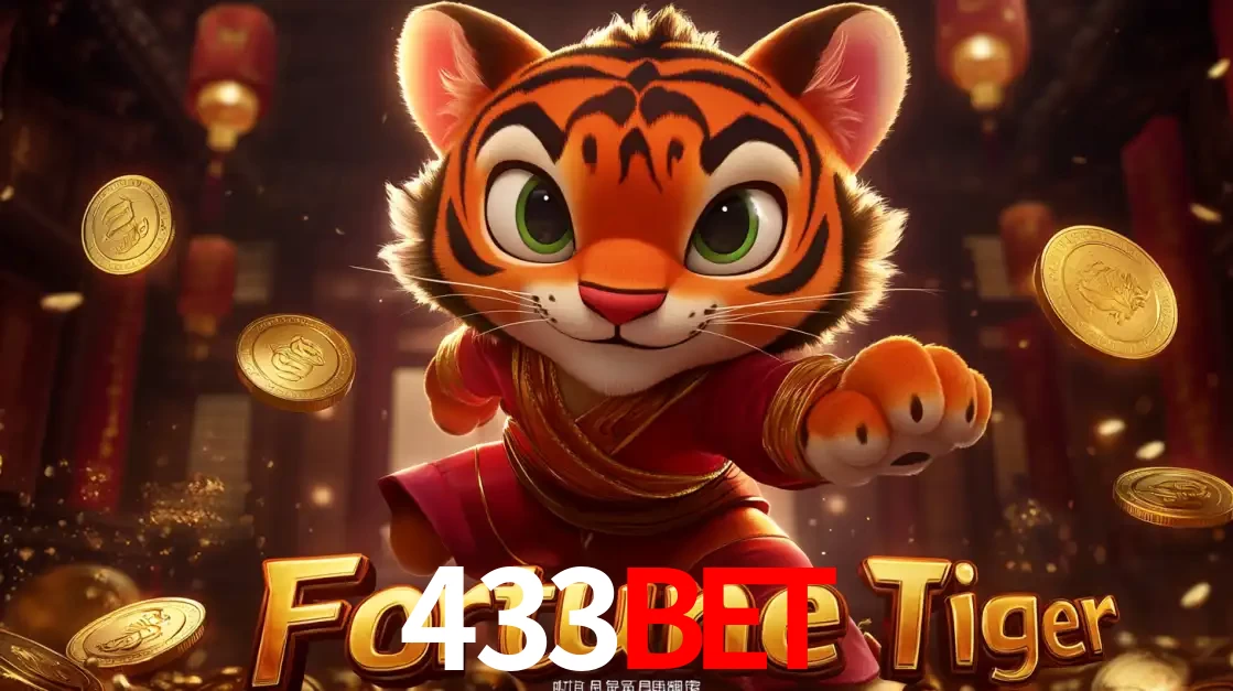 O carismático mascote do jogo de slot Fortune Tiger, um tigre fofo em pose de artes marciais, pronto para trazer sorte e multiplicadores de ganhos no cassino online 433bet.